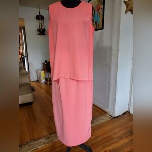 Coral 2 Piece Set Sleeveless Top Pull-On Midi Skirt Size 14 Matching Outfit